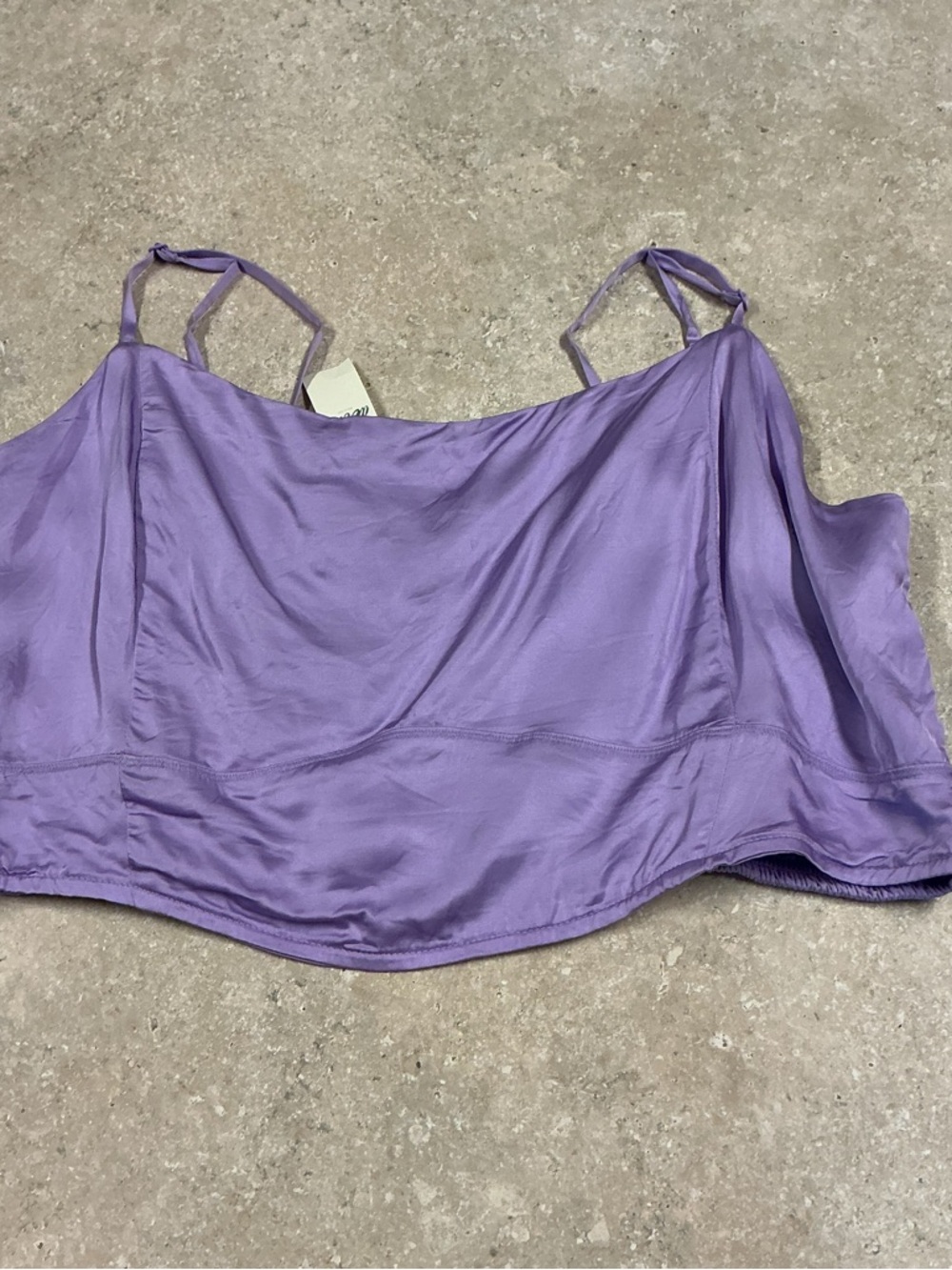 Aerie Satin Smocked Cropped Tank Top SZ XL NWT Lavender Purple